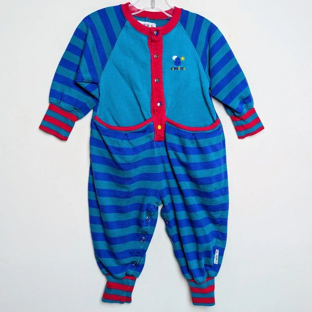 VTG Gymboree Colorblock Rainbow Tag Long Sleeve Jumpsuit Romper‎ 18-24 Months